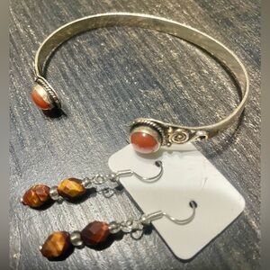 2 for$10. Silver and Brown Bracelet and Earrings Set
